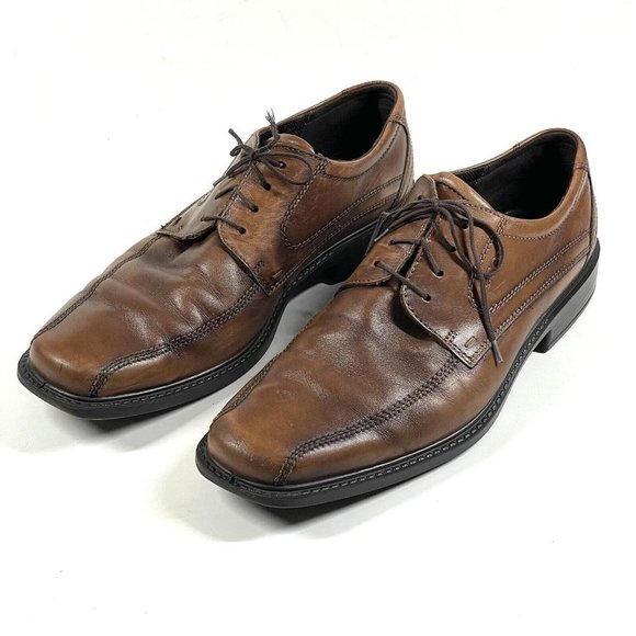 ECCO Men's Helsinki Brown‎ Leather Lace Up Square Toe Oxford 12-12.5 US / EUR 46 - Picture 4 of 14